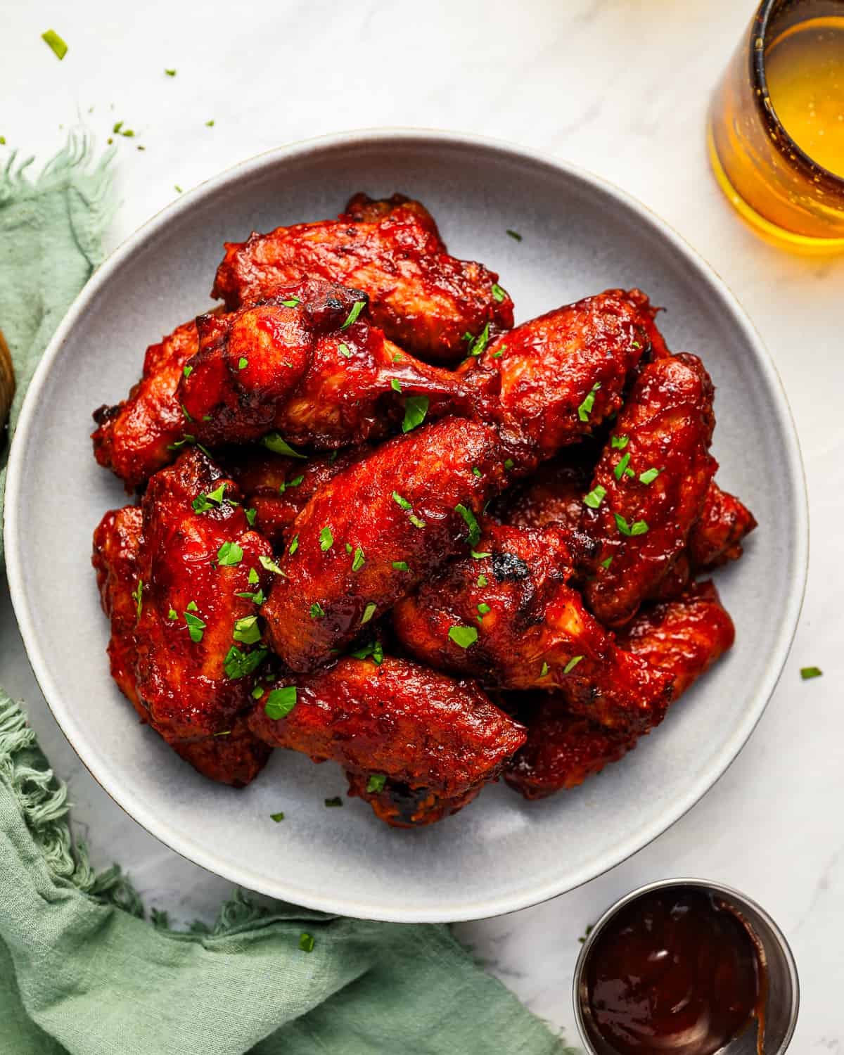 Chicken wings glazed and ready to serve